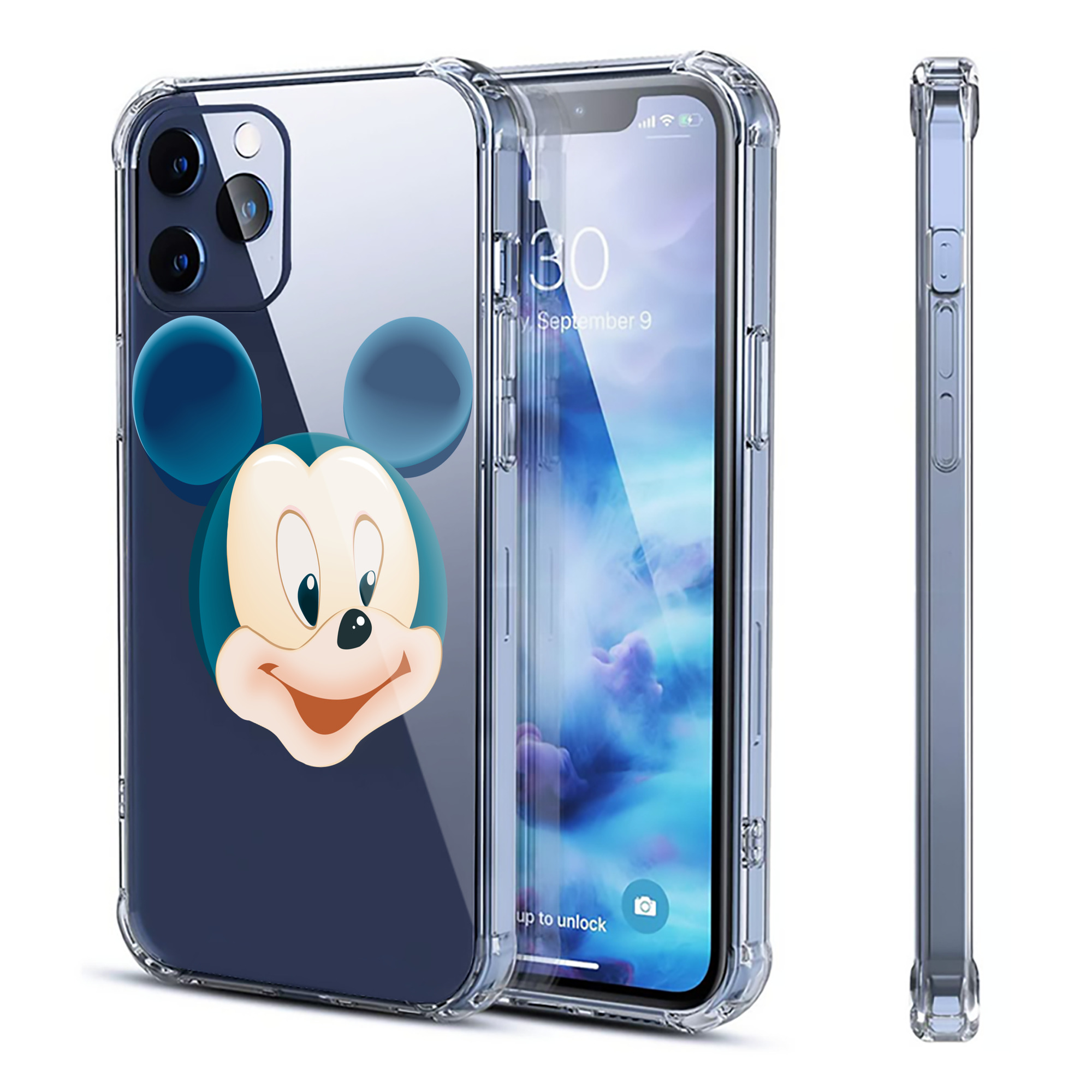 （画像用） ミッキーマウス Mickey Mouse 【iPhone 12シリーズ対応】透明スマホケース（クリアソフトケース）